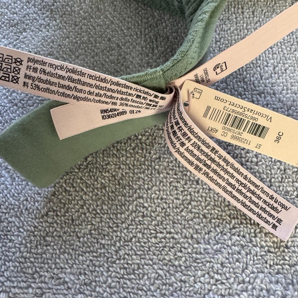 Victoria’s Secret Lightly Lined T-Shirt Bra 36C Sage Green Ribbed New With Tags - Picture 8 of 11